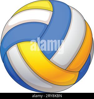 semplice contorno da beach volley classico blu giallo bianco con simbolo simbolo simbolo di disegno vettore isolato su sfondo bianco Illustrazione Vettoriale