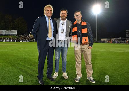 Deinze, Belgio. 29 settembre 2023. Jean-Marie Pfaff nella foto durante una partita di calcio tra KMSK Deinze e Waasland SK Beveren durante la 7 ° giornata della stagione Challenger Pro League 2023-2024, venerdì 29 settembre 2023 a Deinze, Belgio . Credito: Sportpix/Alamy Live News Foto Stock