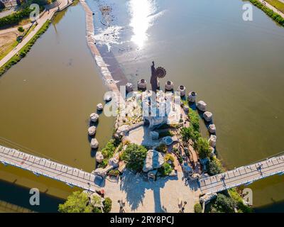 Soleggiata vista aerea del Custode of the Plains in Kansas Foto Stock