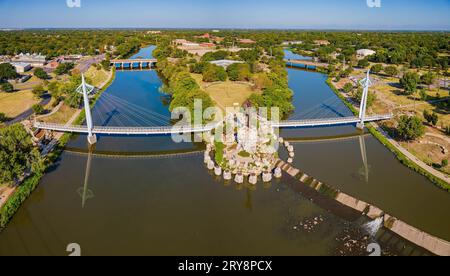 Soleggiata vista aerea del Custode of the Plains in Kansas Foto Stock