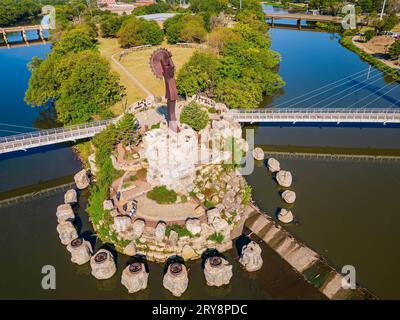 Soleggiata vista aerea del Custode of the Plains in Kansas Foto Stock