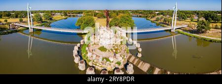 Soleggiata vista aerea del Custode of the Plains in Kansas Foto Stock