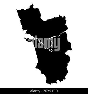 Goa, India Map Black silhouette e Outline Isolated On Foto Stock