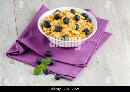 Cereali e mirtilli Foto Stock