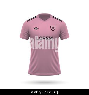 Maglia da calcio 3d realistica in stile Inter Miami, modello camicia per la divisa da calcio 2023 Illustrazione Vettoriale