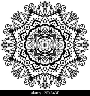 Motivo mandala bianco e nero per libri da colorare Illustrazione Vettoriale