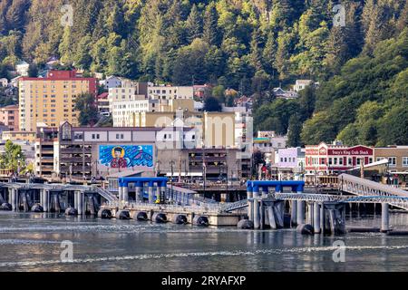 Vista sul mare del centro di Juneau, Alaska, Stati Uniti Foto Stock