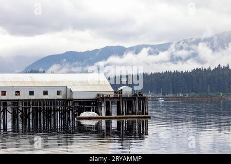 Villaggio di pescatori a Hoonah, Chichagof Island, Alaska, Stati Uniti Foto Stock