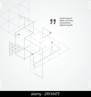 Modello della rete scientifica. Collegamento di linee e punti su sfondo semplice. Design esagonale e triangoli Illustrazione Vettoriale