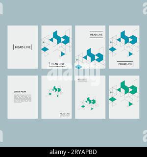 Modello testurizzato triangolare per brochure sulla tecnologia. Grafica geometrica moderna. Copertura del set vettoriale con ornamento triangolare Illustrazione Vettoriale