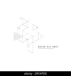 Modello della rete scientifica. Collegamento di linee e punti su sfondo semplice. Design esagonale e triangoli Illustrazione Vettoriale