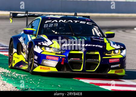 30 settembre 2023; circuito della Catalogna, Barcellona, Catalogna, Spagna; 2023 Fanatec GT World Challenge Europe, giorno 2: Augusto Farfus , Maxime Martin , Valentino Rossi del Team WRT Foto Stock