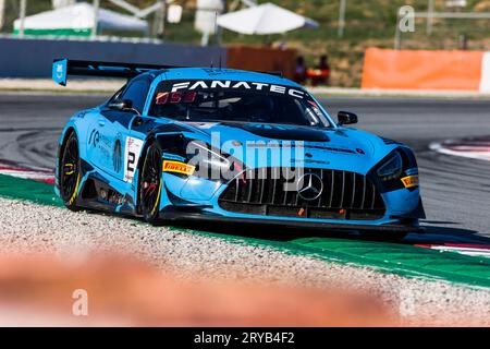 30 settembre 2023; circuito della Catalogna, Barcellona, Catalogna, Spagna; 2023 Fanatec GT World Challenge Europe, giorno 2: Lance Bergstein , Andrzej Lewandowski , Aaron Walker del Getspeed Team Foto Stock