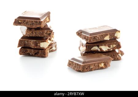 Primo piano particolare di cioccolato con parti almods Foto Stock