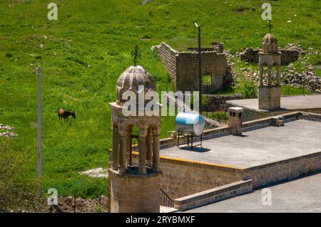 Ammira il villaggio abbandonato di Killit, vicino alla città di Savur, nel sud-est della Turchia. Un tempo il villaggio era abitato da Chris, ortodosso siriano Foto Stock