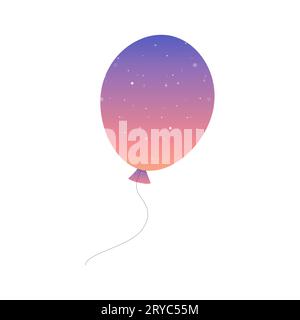 Palloncino lucido silhouette . Illustrazione vettoriale sfumatura blu e rosa Illustrazione Vettoriale