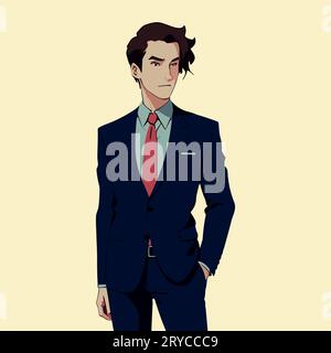 Uomo d'affari, personaggio dei cartoni animati. Illustrazione vettoriale di design piatto per uomo d'affari Illustrazione Vettoriale