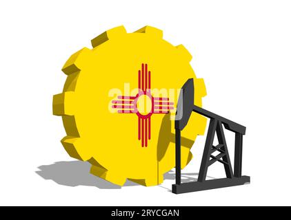 Ingranaggio con pompa dell'olio stampigliato dalla bandiera del New Mexico Foto Stock