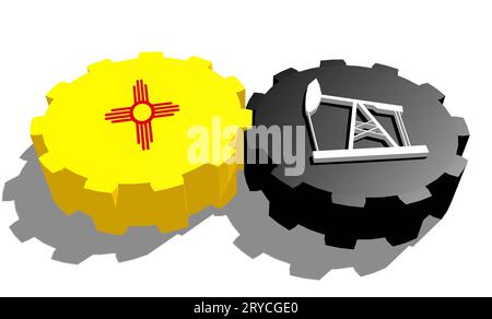 Ingranaggio con pompa dell'olio stampigliato dalla bandiera del New Mexico Foto Stock