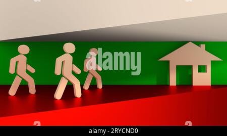 Immigrazione clandestina in Europa illustrazione relativa Foto Stock