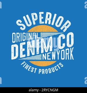 Abbigliamento universitario in denim originale New york Typography Varsity distressed tee graphic per stampa t-shirt vettoriale Illustrazione Vettoriale