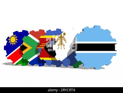 Unione doganale dell'Africa meridionale membri bandiere nazionali Foto Stock