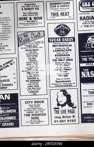 Advertit for Concerts nel numero degli anni '1970 di NME New Musical Express Music Paper Foto Stock