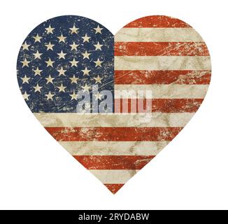 A forma di cuore vecchio grunge vintage ci americana bandiera Foto Stock