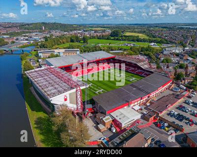 Nottingham, Regno Unito. 09.21.2023 Nottingham Forest Football Club, il City Ground. Immagine aerea. 21 settembre 2023. Foto Stock