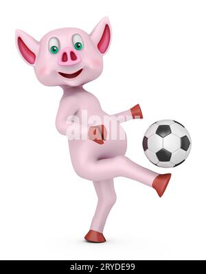 Maialino con pallone da calcio Foto Stock