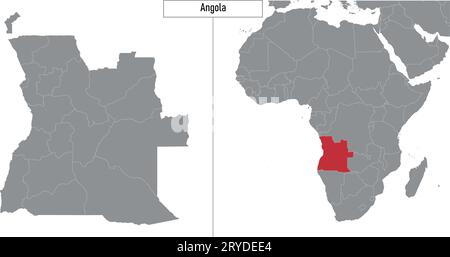 mappa dell'Angola e posizione sulla mappa dell'Africa. Illustrazione vettoriale Illustrazione Vettoriale