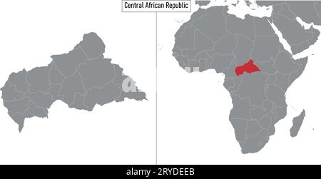 mappa della Repubblica Centrafricana e posizione sulla mappa dell'Africa. Illustrazione vettoriale Illustrazione Vettoriale