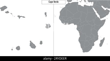 mappa di Capo Verde e posizione sulla mappa dell'Africa. Illustrazione vettoriale Illustrazione Vettoriale