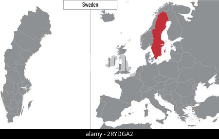 mappa della Svezia e posizione sulla mappa dell'Europa. Illustrazione vettoriale Illustrazione Vettoriale