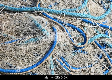 Ravvicinare la rete di pesci marini con carri colorati Foto Stock