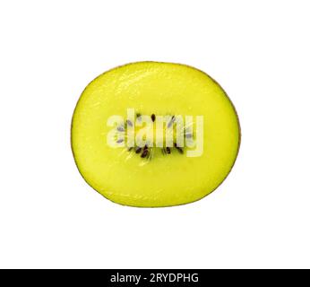 Primo piano fetta di kiwi verde su bianco Foto Stock