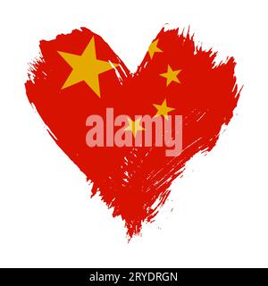 Bandiera della Cina dipinta con pennellate Foto Stock