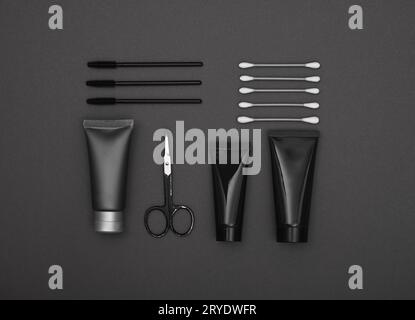 La bellezza maschile e la cura della pelle piatta sono di colore grigio Foto Stock