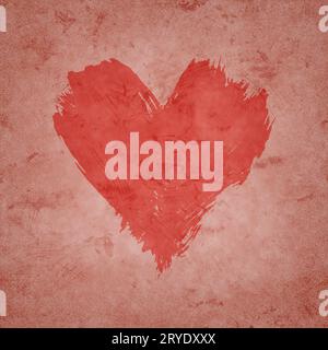 Colore rosso acquerello a forma di cuore su rosa Foto Stock