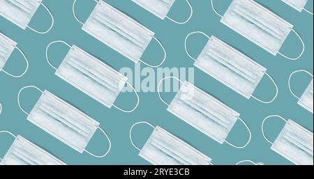 Modello di sfondo della maschera medica isolata su sfondo blu Foto Stock