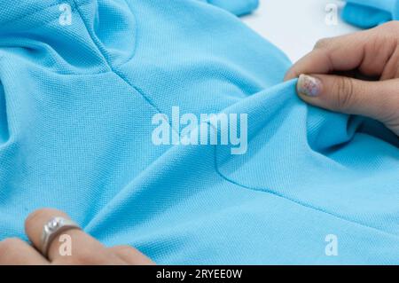 Fabbrica di tessuti e indumenti Foto Stock