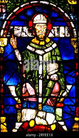 Thomas Becket, vetrate colorate, medievale, Cattedrale di Canterbury, Kent, Inghilterra, Regno Unito Foto Stock