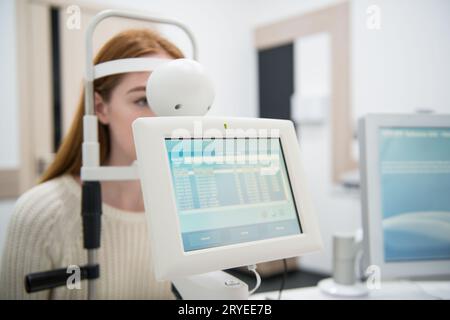 Attrezzature nella clinica oculistica Foto Stock