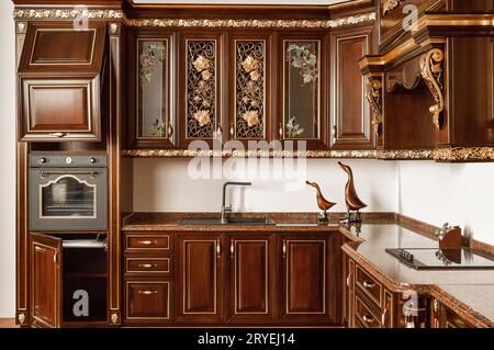 Mobili da cucina in stile retrò Foto Stock