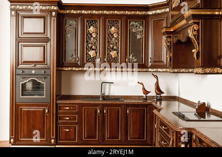 Mobili da cucina in stile retrò Foto Stock