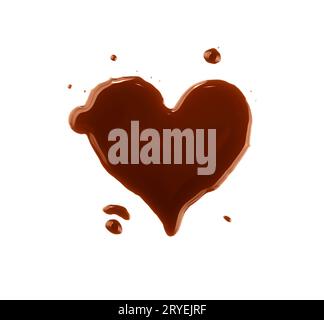Macchia di caffè umido a forma di cuore su bianco Foto Stock
