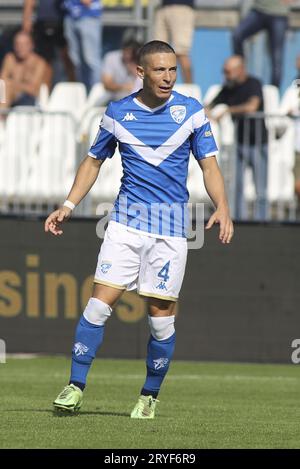 Brescia, Italia. 30 settembre 2023. Fabrizio Paghera del Brescia FC durante Brescia FC vs Ascoli calcio, 8Â serie BKT 2023-24 partita allo stadio Mario Rigamonti di Brescia, Italia, il 30 settembre 2023. Credito: Agenzia fotografica indipendente/Alamy Live News Foto Stock