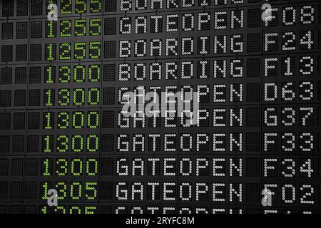 Le informazioni di volo pannello in aeroporto Foto Stock
