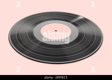 Registrazione in vinile isolata su sfondo rosa. Modellare il modello Foto Stock