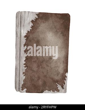 Acquerello vintage vecchio libro chiuso isolato su bianco. Illustrazione disegnata a mano Foto Stock